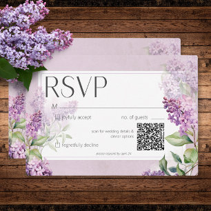 Cartons Réponse Rustique romantique violet & Sage Lilacs Mariage Q