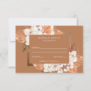 Cartons Réponse Rustique Terracotta Boho Pampas Orchidées Mariage