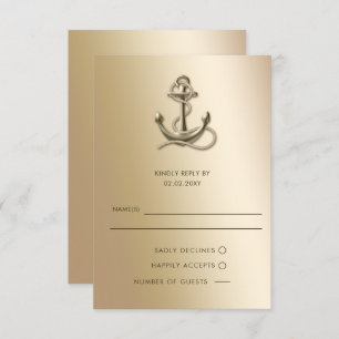 Cartons Réponse Rustique Vintage Antique Ancre Nautique Mariage
