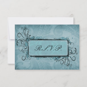 Cartons Réponse Rustique Vintage Aqua Mariage bleu