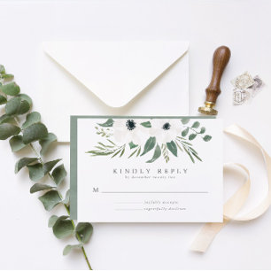 Cartons Réponse Sage & Dusty Green Eucalyptus Mariage élégant