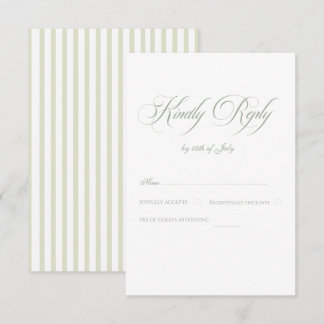 Cartons Réponse Sage Green & Blue Striped Elegant Classic Wedding 