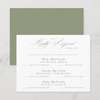 Cartons Réponse Sage Green Classic Calligraphy multi-événement