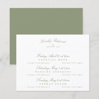 Cartons Réponse Sage Green Elegant Calligraphy multi-événement