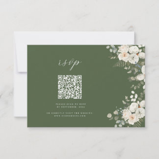 Cartons Réponse Sage Green Elegant mariage botanique floral QR