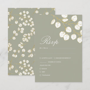 Cartons Réponse Sage Green Gold Feuille Mariage de verdure