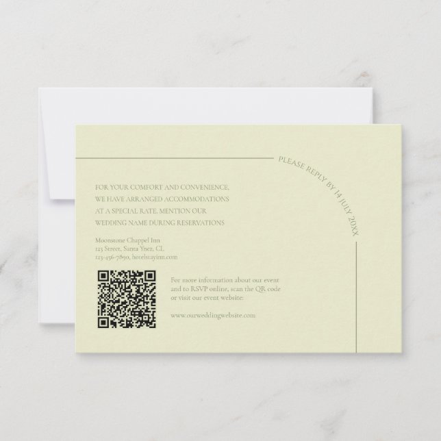 Cartons Réponse Sage Green & Linen QR Code Boho Minimalist  (Devant)
