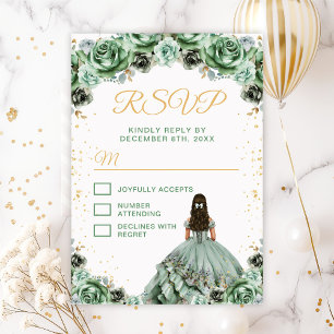 Cartons Réponse Sage Green Princesse Floral Quinceañera