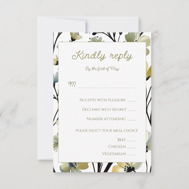 Cartons Réponse Sage Green & Soft Yellow Botanical Wedding (Devant)