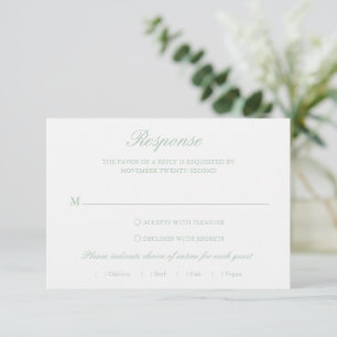 Cartons Réponse Sage Green Wreath Monogramme Mariage élégant