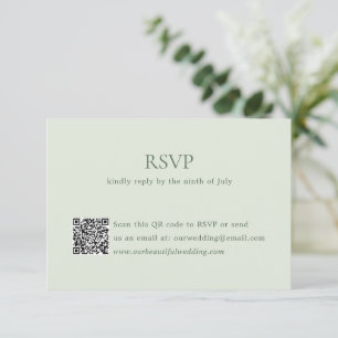 Cartons Réponse Sage moderne vert QR Code élégant mariage