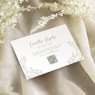 Cartons Réponse Sage Sketted Vintage Flourish code QR mariage