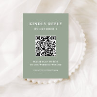 Sage vert avec texte élégant | Code QR mariage