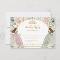 Sage Vert Blush rose Floral Twins XV Quinceañera