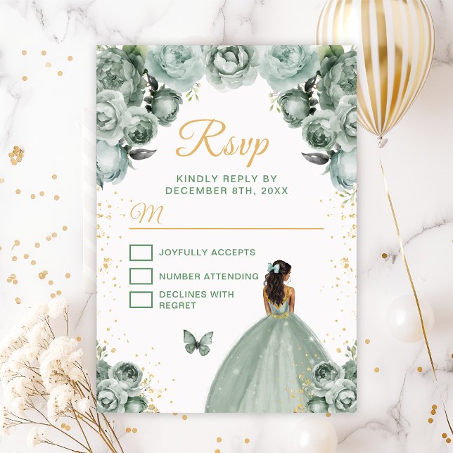 Cartons Réponse Sage Vert et Or Princesse à Peau Foncée (Créateur téléchargé)