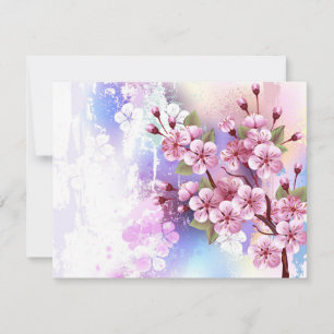 Cartons Réponse Sakura rose sur la peinture Arrière - plan
