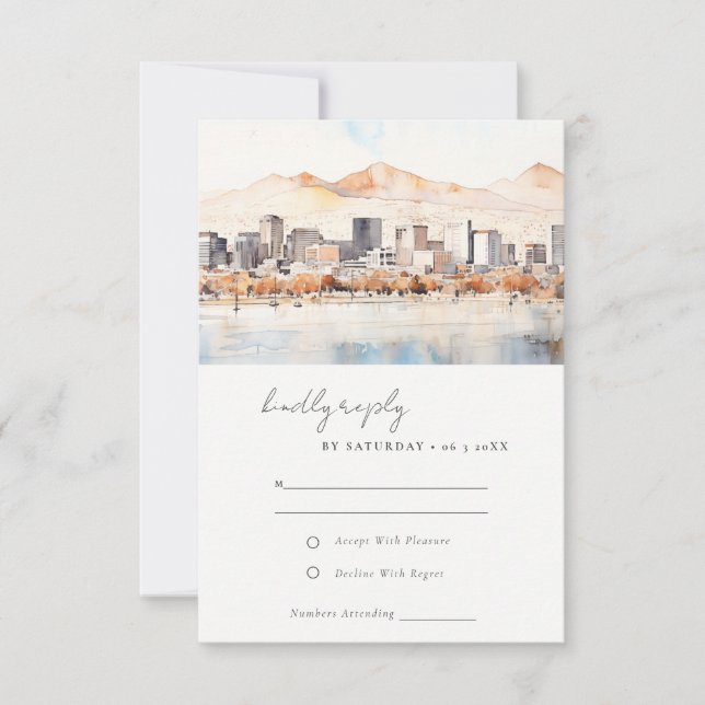 Cartons Réponse Salt Lake City Utah Watercolor Landscape Wedding (Devant)