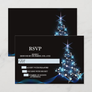 Cartons Réponse Sapin Bleu Brillant Noir Élégant pour Fête de Noël
