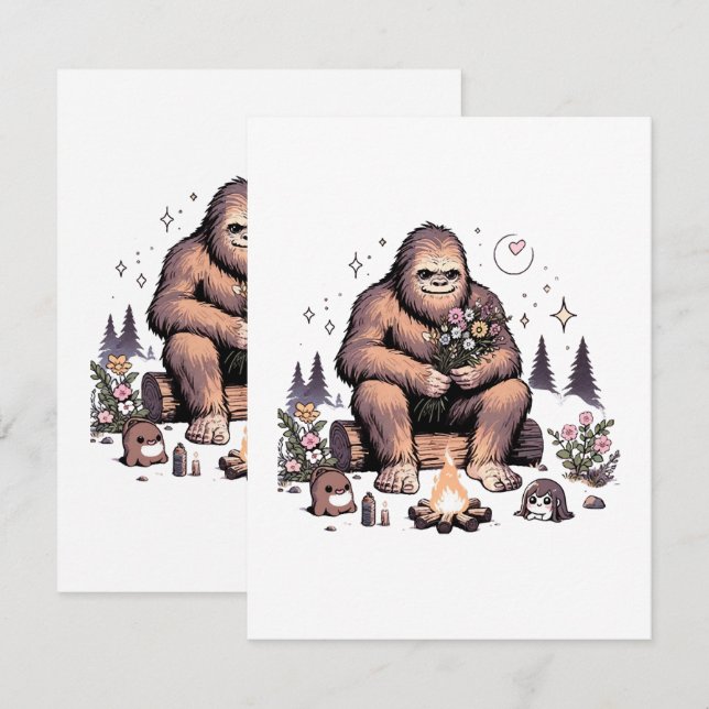 Cartons Réponse Sasquatch tenant des fleurs (Devant / Derrière)