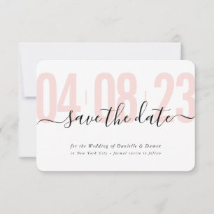Cartons Réponse SAVE THE DATE block moderne calligraphie noir