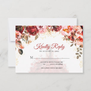 Cartons Réponse Scarlet Elegance Florale Princesse Quinceañera