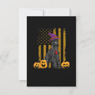 Cartons Réponse Schnauzer Chien Citrouille USA drapeau Halloween C