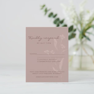 Cartons Réponse Script Botanique Chic Simple Mariage Dusty Mauve