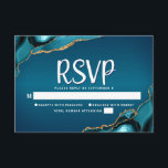 Cartons Réponse Script d'agate d'or Turquoise Ombre bat mitzvah<br><div class="desc">Soyez fier, réjouissez-vous et célébrez cette étape de votre Bat mitzvah préféré avec cette carte d'insertion RSVP cool, unique, moderne et personnalisée pour votre événement ! La typographie en écriture blanche recouvre un turquoise bleu foncé et turquoise, arrière - plan à agate bleu turquoise accentué de veines faux or. Personnalisez...</div>