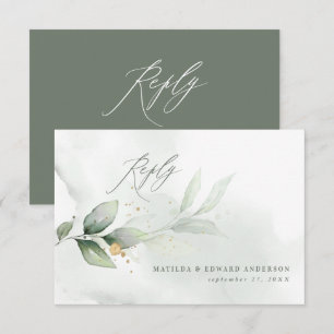 Cartons Réponse Script élégant mariage vert botanique moderne