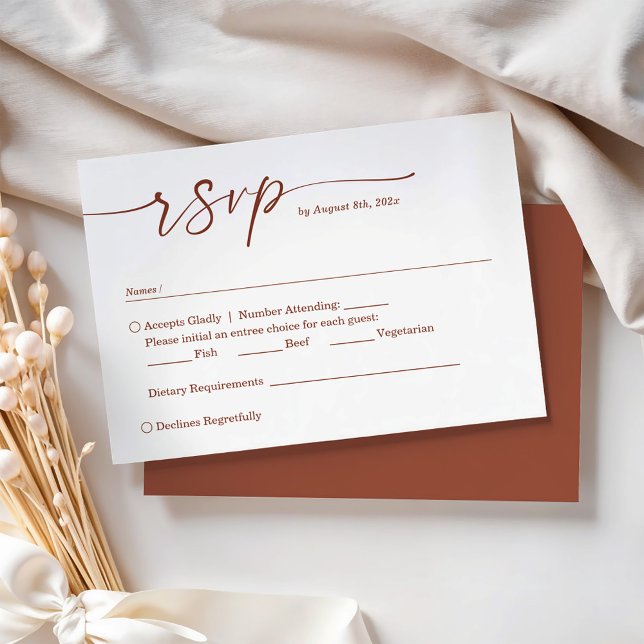 Cartons Réponse Script en terre cuite avec choix de repas Mariage (Créateur téléchargé)
