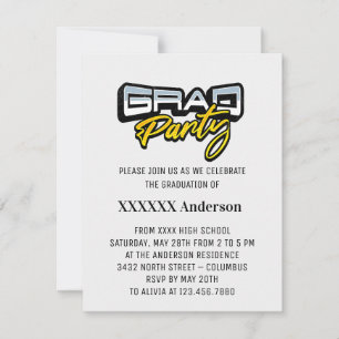Cartons Réponse Script Grad Party Gold Noir et blanc