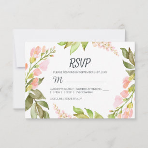 Cartons Réponse Script manuscrit rose Floral Rustique Boho Mariage