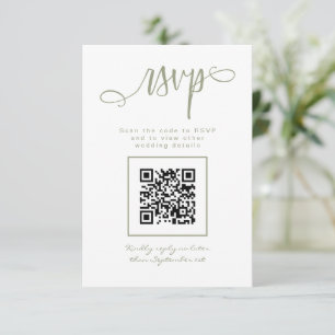 Cartons Réponse Script manuscrit vert Sage Code QR simple