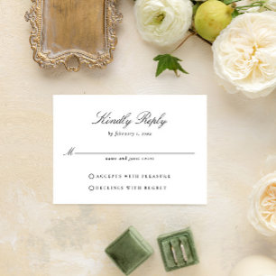Cartons Réponse Script Mariage noir et blanc simple et élégant