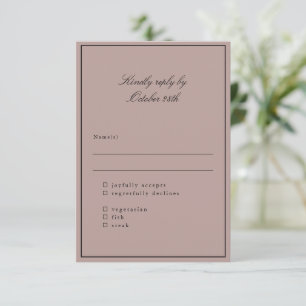 Cartons Réponse Script Mauve Classique Élégant mariage choix repas