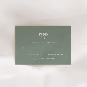 Cartons Réponse Script minimaliste moderne Mariage vert Sage