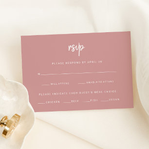 Cartons Réponse Script moderne Dusty Rose Choix de repas Mariage