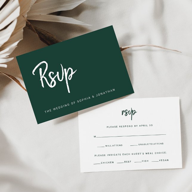 Cartons Réponse Script moderne Emerald Green | Choix de repas Mari (Créateur téléchargé)