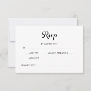 Cartons Réponse Script moderne Flair minimaliste Mariage blanc