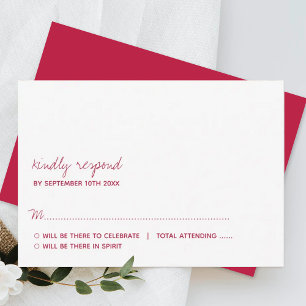 Cartons Réponse Script moderne Viva Magenta Mariage minimaliste