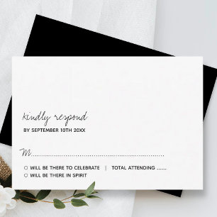 Cartons Réponse Script noir et blanc moderne Mariage minimaliste