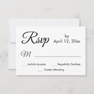 Cartons Réponse Script simple et élégant, Mariage noir et blanc