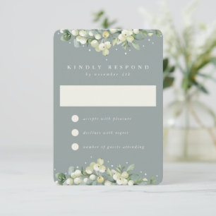 Cartons Réponse Seafoam Green Snowberry+Eucalyptus Mariage