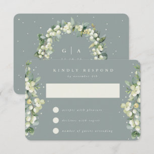 Cartons Réponse Seafoam Green Snowberry+Eucalyptus Mariage