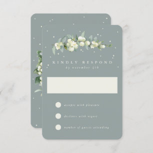 Cartons Réponse Seafoam Green Snowberry+Eucalyptus Mariage