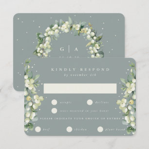 Cartons Réponse Seafoam Green Snowberry+Eucalyptus Mariage bordé