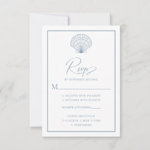 Cartons Réponse Seashell Dusty Blue Beach Mariage élégant