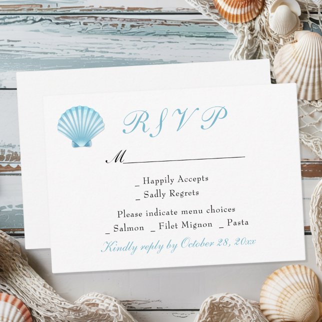 Cartons Réponse Seashell Elegant Nautical Beach Mariage côtier (Créateur téléchargé)