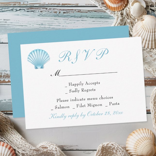 Cartons Réponse Seashell Elegant Nautical Beach Mariage côtier (Créateur téléchargé)