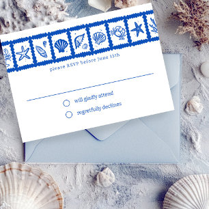 Cartons Réponse Seashell Grid Beach Wedding PERSONNALISÉ